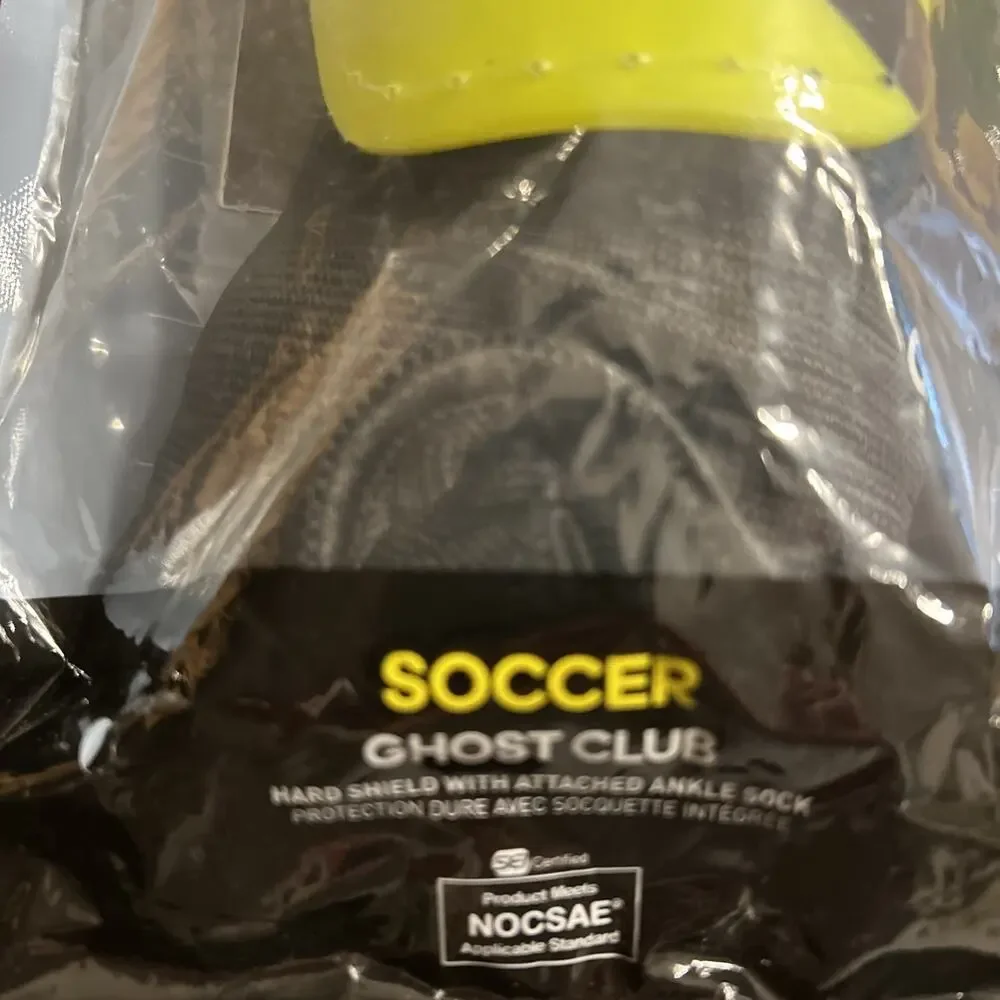 Adidas Soccer Ghost Club Hard Shield w/Attached Ankle Sock-Yellow/Black-SMALL